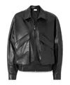 Magda Butrym Black Classic Collar Vintage Leather Bomber Jacket In Black