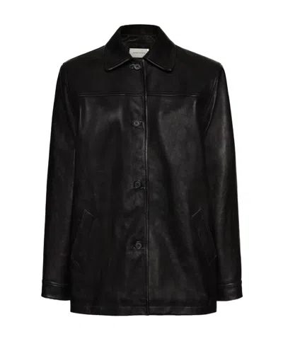 Magda Butrym Long-sleeved Leather Jacket In Black