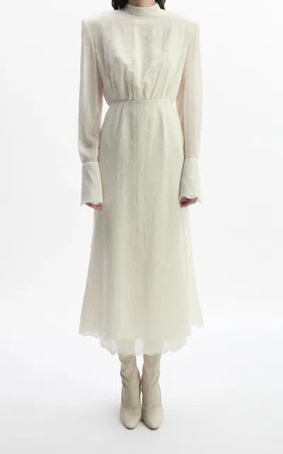 Magda Butrym Long Sleeved Silk-blend Midi Dress In White