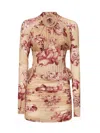 Magda Butrym Long-sleeved Transparent Midi Bustier Dress With Beige Print