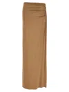 Magda Butrym Long Stretch Viscose Skirt With Side Draping In Neutral