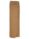 Magda Butrym Long Stretch Viscose Skirt With Side Draping In Neutral