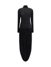 Magda Butrym Asymmetric Pleated Turtleneck Maxi Dress In Black
