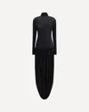 Magda Butrym Asymmetric Pleated Turtleneck Maxi Dress In Black