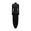 Magda Butrym Asymmetric Pleated Turtleneck Maxi Dress In Black