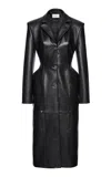 Magda Butrym Longline Leather Coat In Black
