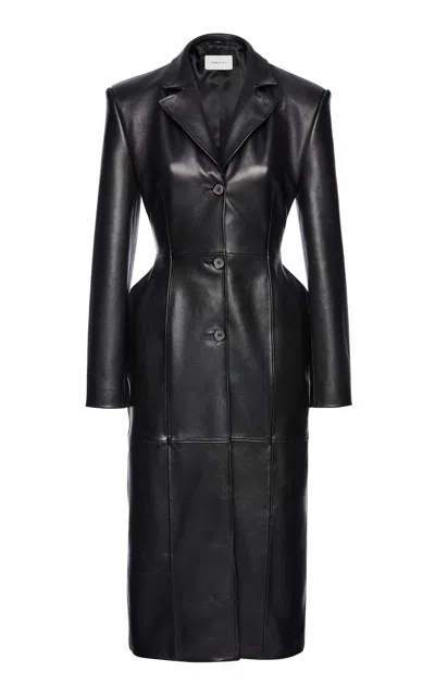 Magda Butrym Longline Leather Coat In Black