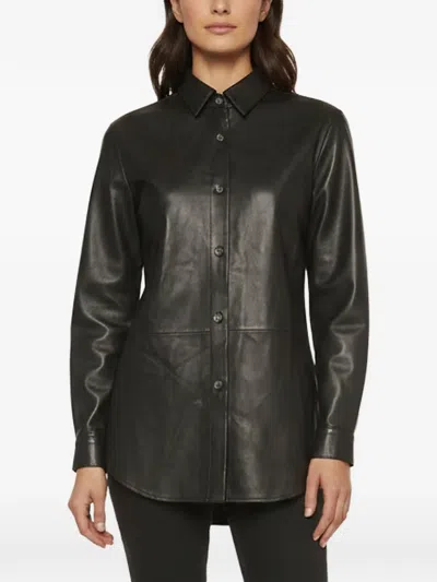 Pre-owned Magda Butrym Long-sleeve Leather Shirt In Black