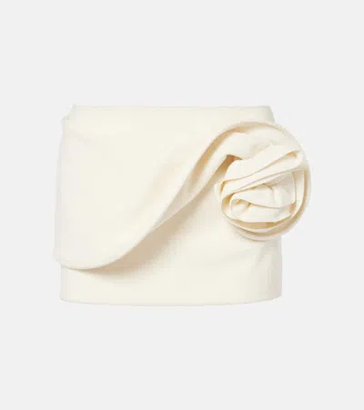 Magda Butrym Low-rise Floral-appliqué Miniskirt In Cream