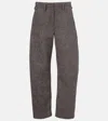 Magda Butrym Low-rise Herringbone Wool-blend Barrel-leg Pants In Gray