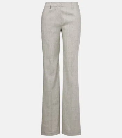 Magda Butrym Low-rise Linen And Wool Flared Pants In Grey