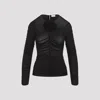 Magda Butrym Draped Ls Top Flower Detail In Black