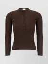Magda Butrym Luxe Silk Knit Sweater In Brown