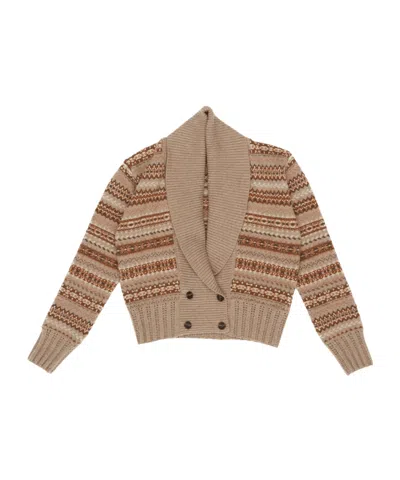 Magda Butrym Magda Burtym Double-breasted Striped Cardigan In Brown