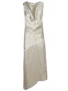 Magda Butrym Cowl Neck Silk Dress With Hem And Draping In Beige