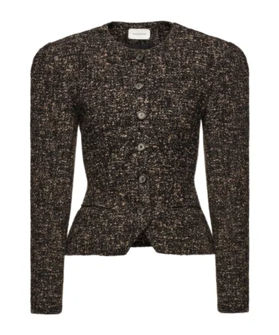 Magda Butrym Magda Burtym Fitted Boucle Peplum Blazer In Brown