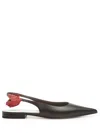 Magda Butrym Point Toe Leather Ballet Flats With Slingback Design In Black