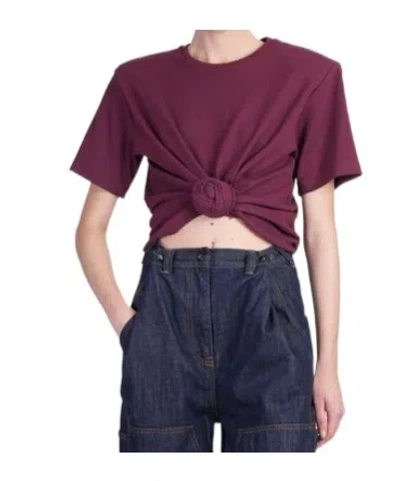 Magda Butrym Cropped Knotted T-shirt In Burgundy