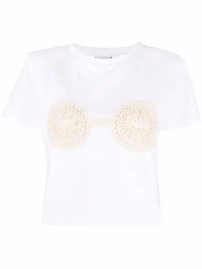 Magda Butrym White Crochet-embellished T-shirt
