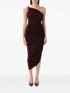 Magda Butrym Asymmetric Ruched Midi Dress In Burgundy