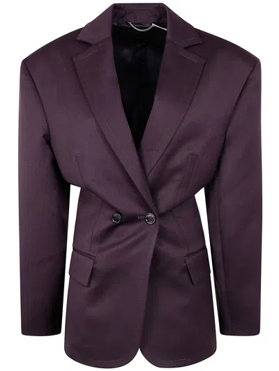 Magda Butrym Burgundy Belted Double-breasted Blazer In Purple