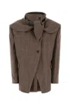 Magda Butrym Embroidered Wool Blend Coat In Brown