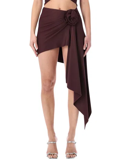 Magda Butrym Draped Swim Mini Skirt In Burgundy
