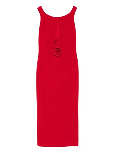 Magda Butrym Floral-appliqué Midi Dress In Red