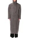 Magda Butrym Oversized Grey Wool Coat In Brown