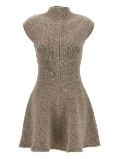 MAGDA BUTRYM MARLED HIGH-NECK FLARED MINI DRESS