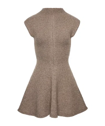 Magda Butrym Marled Knit Skater Dress In Beige