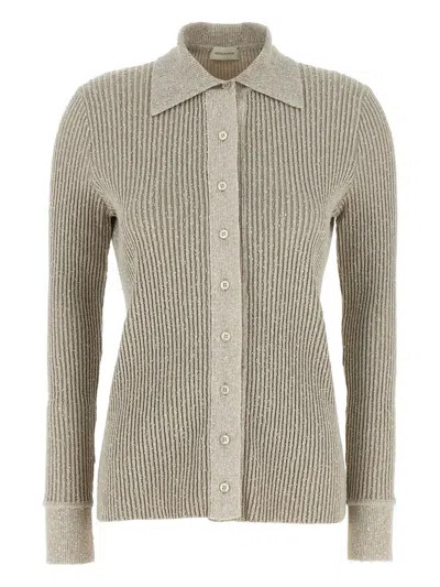 MAGDA BUTRYM MARLED RIBBED-KNIT CARDIGAN