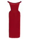 Magda Butrym Shoulder Neckline Fitted Midi Dress In Red
