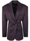 Magda Butrym Double-breasted Pinstripe-detail Blazer In Purple