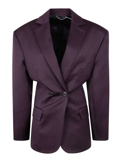 Magda Butrym Burgundy Belted Double-breasted Blazer In Purple