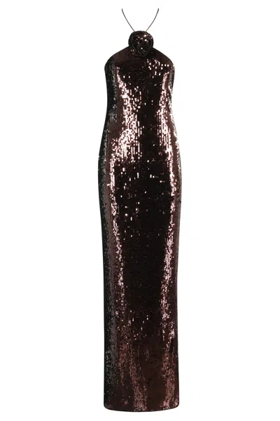 Magda Butrym Maxi Dress With Floral Appliqué In Black
