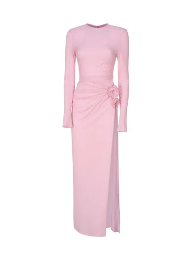 Magda Butrym Pink Ruched Maxi Dress In Nude & Neutrals