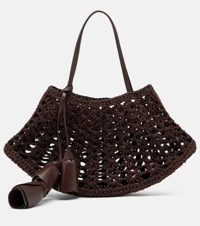 Magda Butrym Maya Small Crochet Leather Top-handle Bag In Black
