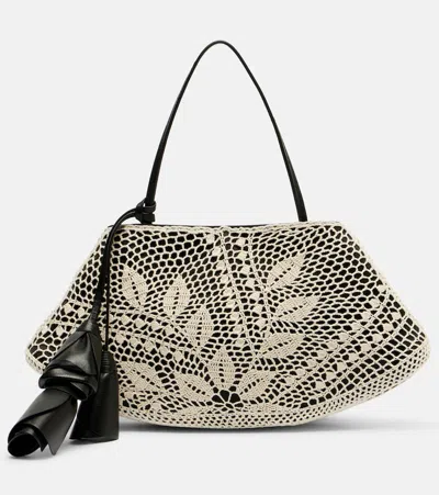 Magda Butrym Maya Small Crochet Leather-trimmed Shoulder Bag In Multi