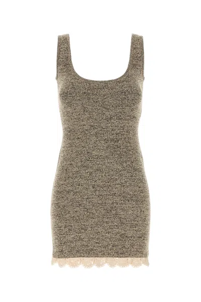 MAGDA BUTRYM MAGDA BUTRYM MELANGE BROWN KNIT MINI DRESS