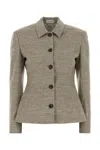 Magda Butrym Melange Dove Grey Silk Blend Blazer In Neutral