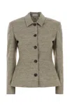 Magda Butrym Melange Dove Grey Silk Blend Blazer In Neutral