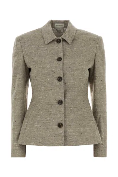 Magda Butrym Melange Dove Grey Silk Blend Blazer In Neutral