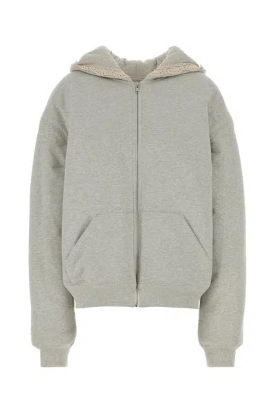 MAGDA BUTRYM FELPA OVERSIZE IN COTONE GRIGIO MELANGÉ DONNA