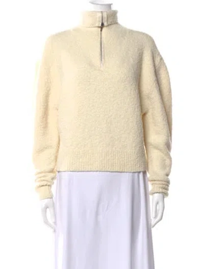 Pre-owned Magda Butrym Merino Wool Mock Neck Sweatshirt In Neutral
