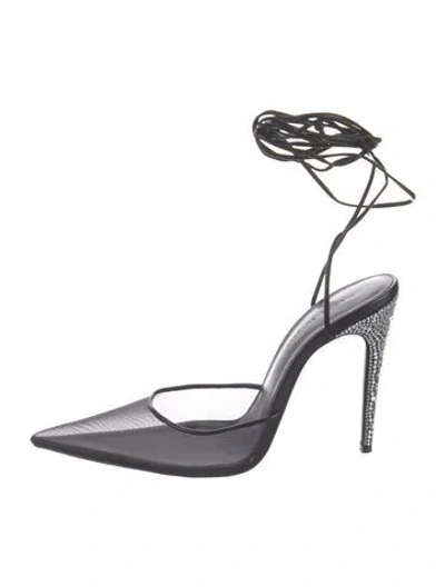 Pre-owned Magda Butrym Mesh Crystal Embellishments Pumps In Silver