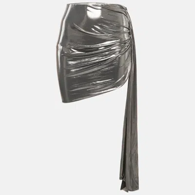 Magda Butrym Metallic Lurex Jersey Asymmetric Mini Skirt In Gray