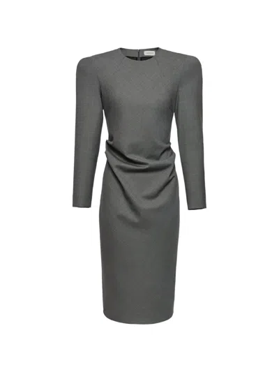 Magda Butrym Midi Bow-detail Ruched Dress In Gray