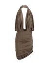 Magda Butrym Plunge-halterneck Jersey Midi Dress In Beige