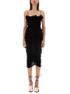 Magda Butrym Ruffled Ruched Jersey Midi Dress In Black